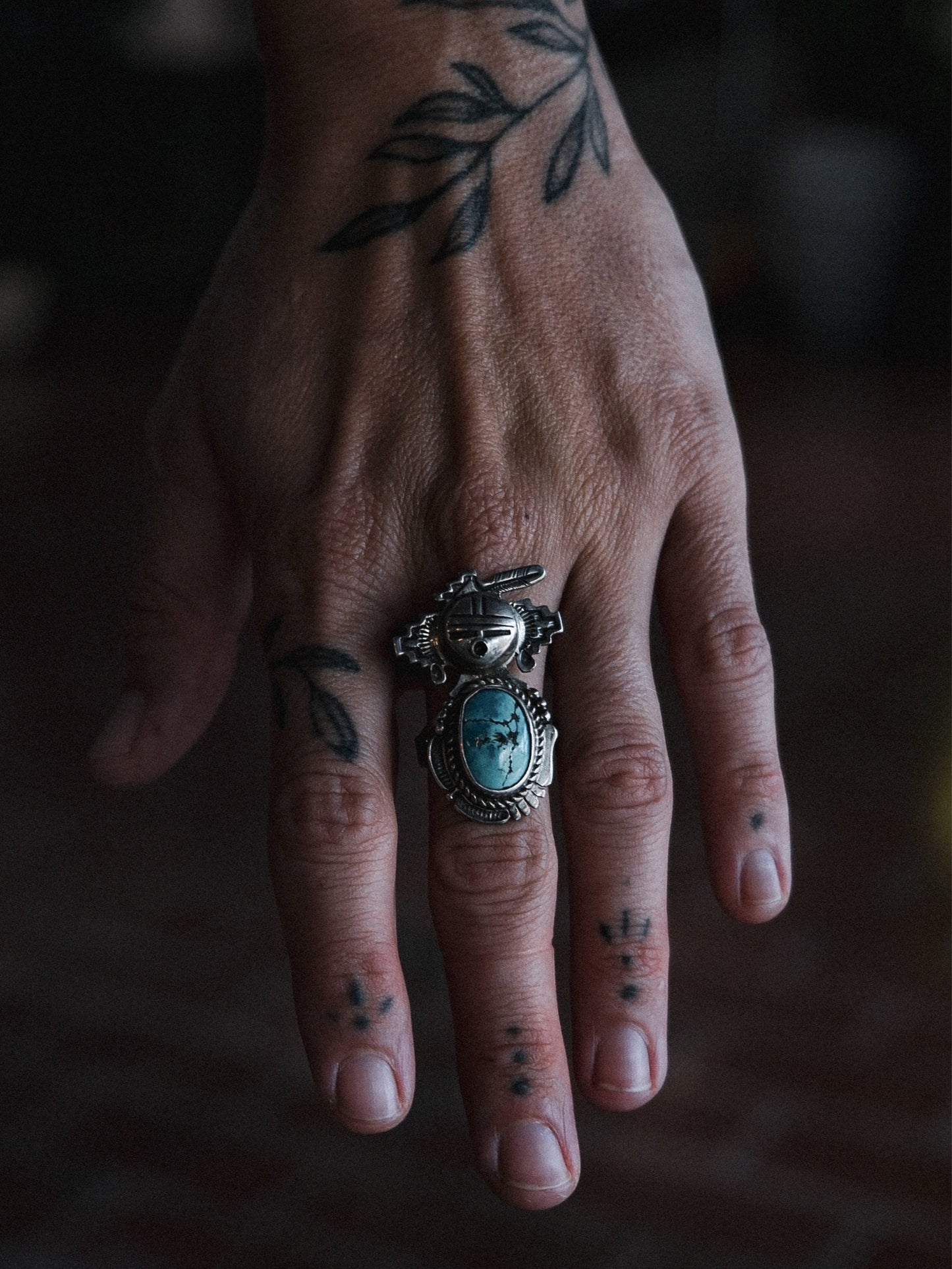 Vintage Bennie Ration Navajo Sterling Silver Turquoise Sunface Ring