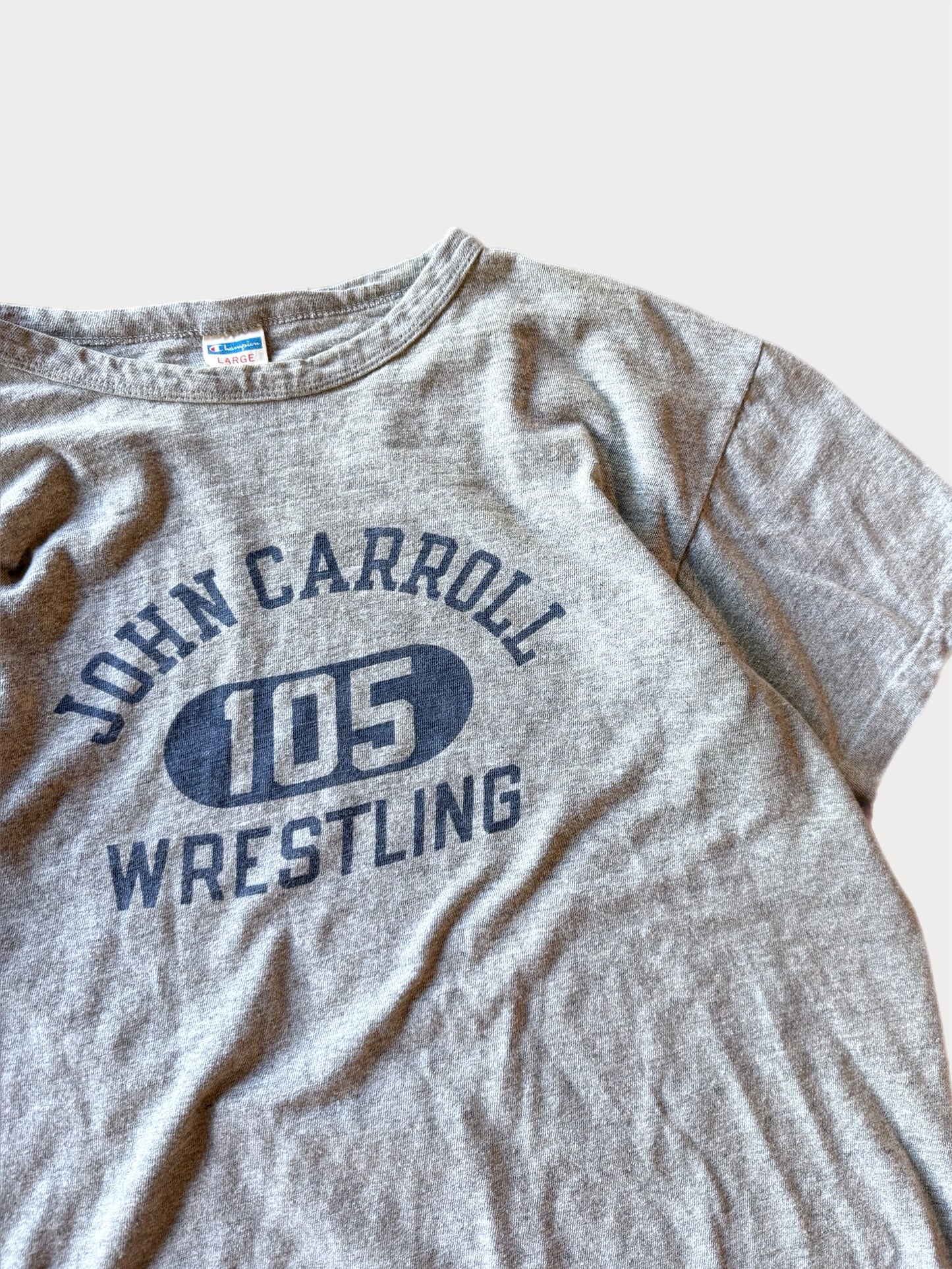 1970s Champion John Carroll Wrestling “105” tee