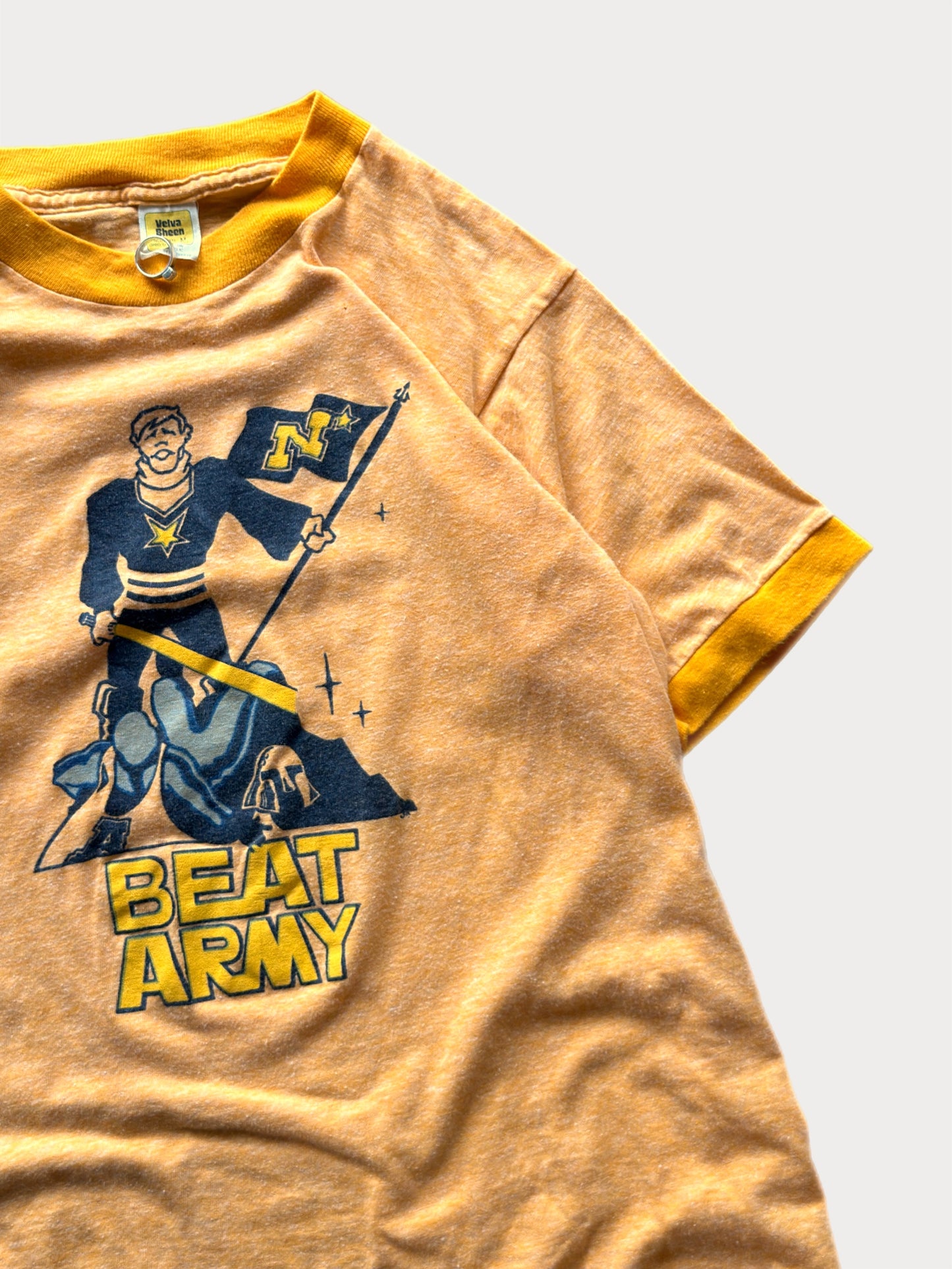 1980s Beat Army US Navy Ringer tee